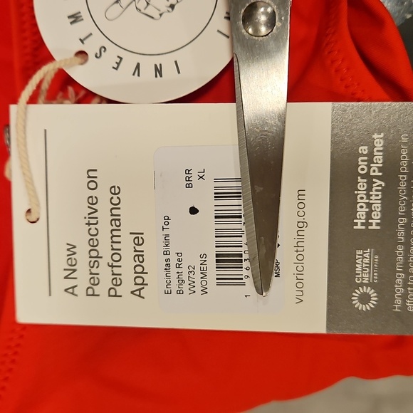 💕VUORI💕 Encinitas Bikini Top ~ Bright Red XL NWT - Picture 9 of 13